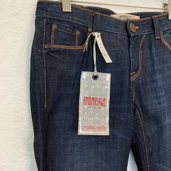 Imagine LA ISKO Y2K Bootcut Denim Jeans Unique Bird Pockets 27x34 RARE NWT - Picture 4 of 11